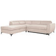 ECKSOFA Creme Velours  - Creme/Schwarz, KONVENTIONELL, Textil/Metall (217/255cm) - Carryhome