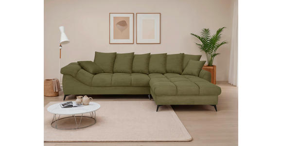 ECKSOFA Grün Cord Rückenkissen, Armlehnenkissen, Rücken echt  - Schwarz/Grün, KONVENTIONELL, Textil/Metall (332/231cm) - Carryhome