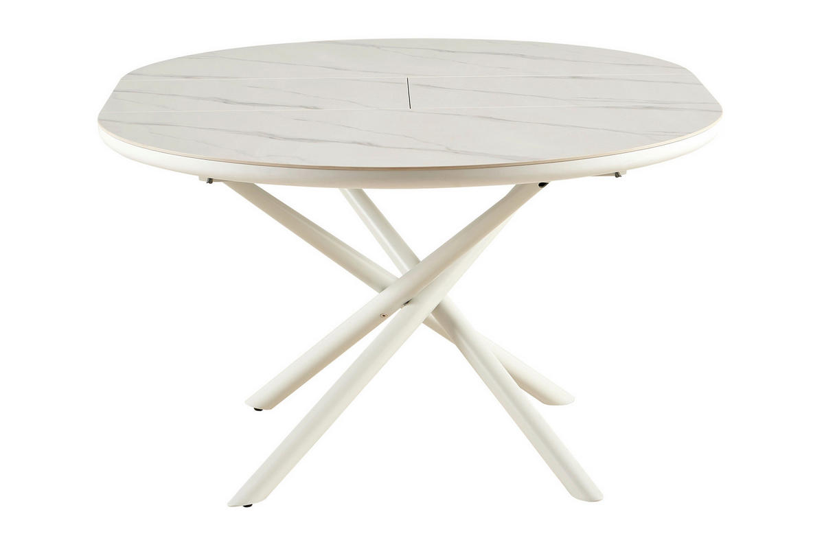 ESSTISCH Weiß rund  ausziehbar  - Weiß, MODERN, Keramik/Holzwerkstoff (120-160/120/76cm) - Livetastic
