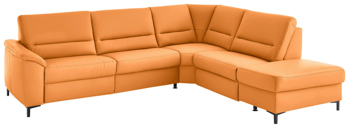 ECKSOFA  in Echtleder Currygelb  290/249 cm  - Currygelb/Schwarz, KONVENTIONELL, Leder/Metall (290/249cm) - Beldomo Premium