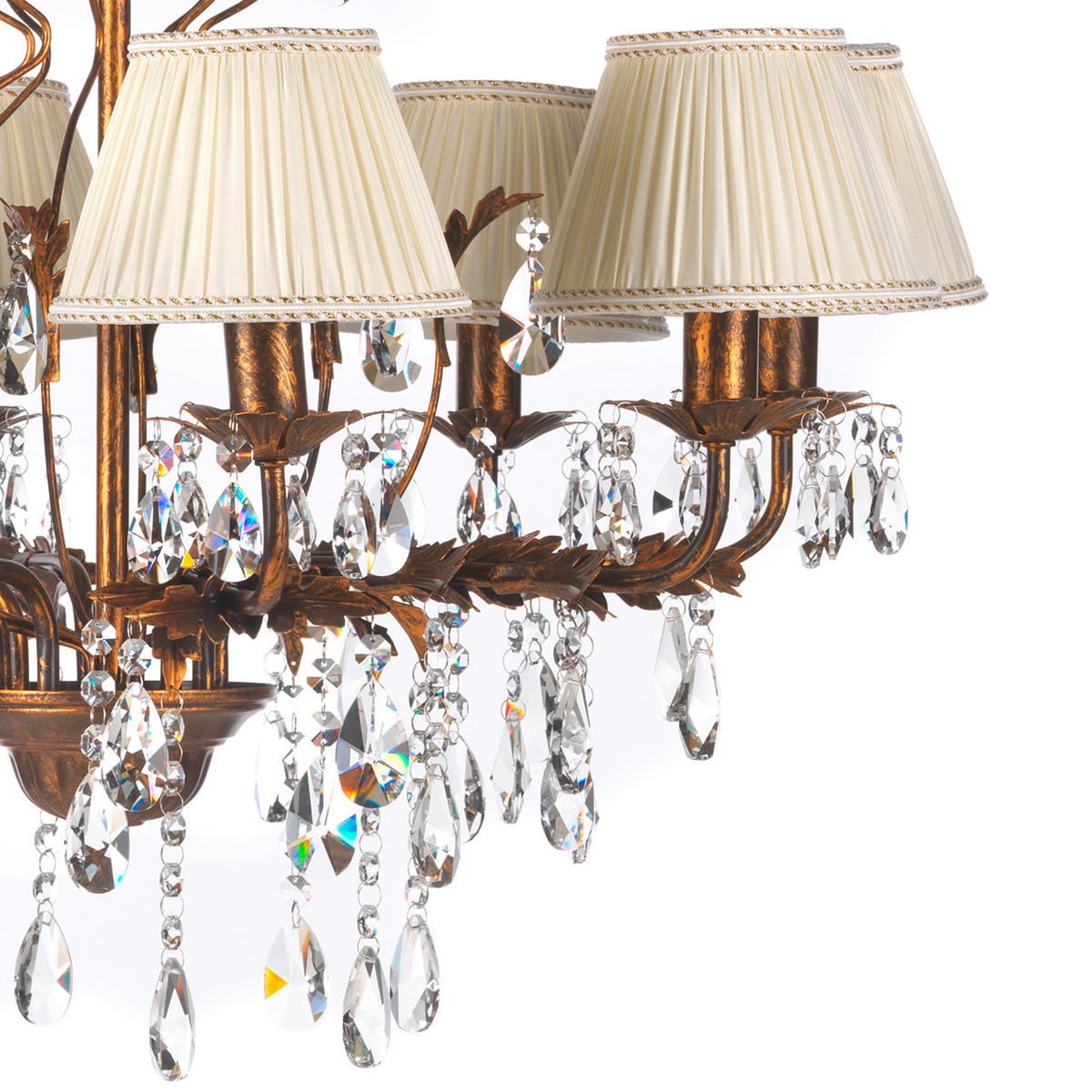 KRISTALL-HÄNGELEUCHTE 80/105 cm   - Bronzefarben, Design, Glas/Metall (80/105cm)