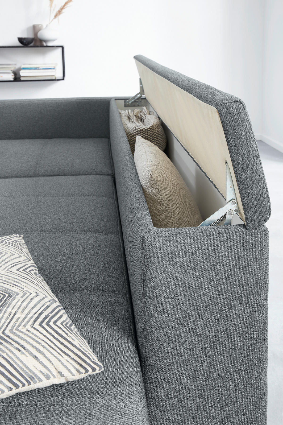 ECKSOFA in Webstoff Dunkelgrau  287/229 cm  - Dunkelgrau/Schwarz, Design, Kunststoff/Textil (287/229cm) - LOOKS by W.Joop