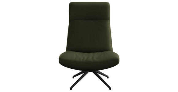 SESSEL in Echtleder Olivgrün - Schwarz/Olivgrün, MODERN, Leder/Metall (74/105/92cm) - Johann Jakob