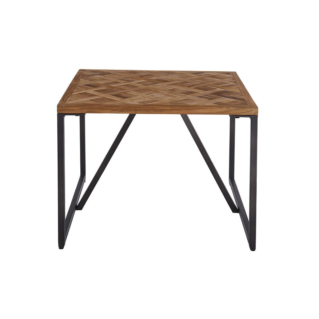 Thumbnail - Mid.you Couchtischset, Schwarz, Teak, Holz, Metall, 2-teilig, Teakholz, massiv, Raute, quadratisch, eckig, 60x45x60 cm, ...