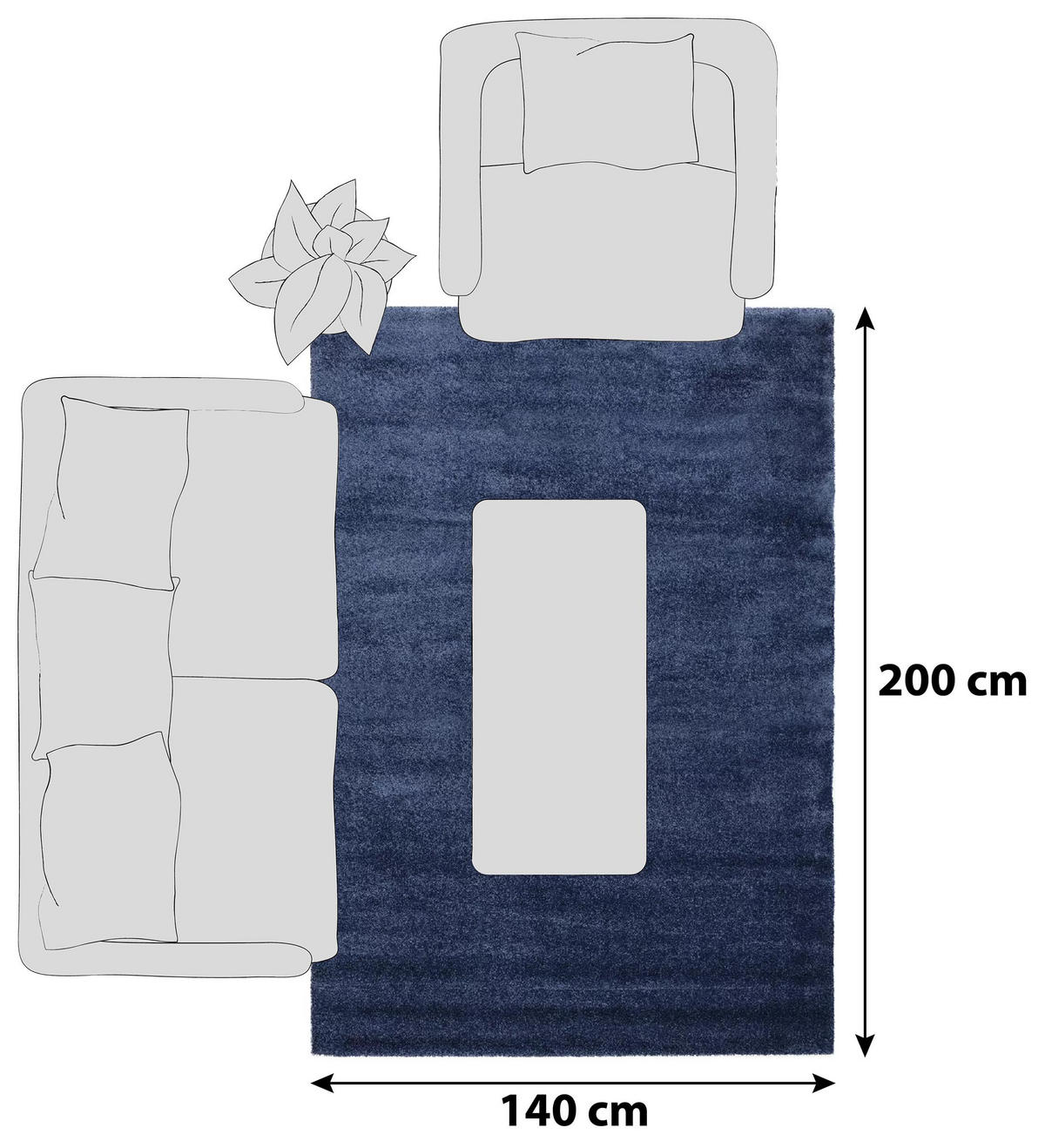 HOCHFLORTEPPICH  Wohnzimmer 140/200 cm Bellevue Blau rechteckig  - Blau, Basics, Textil (140/200cm) - Novel