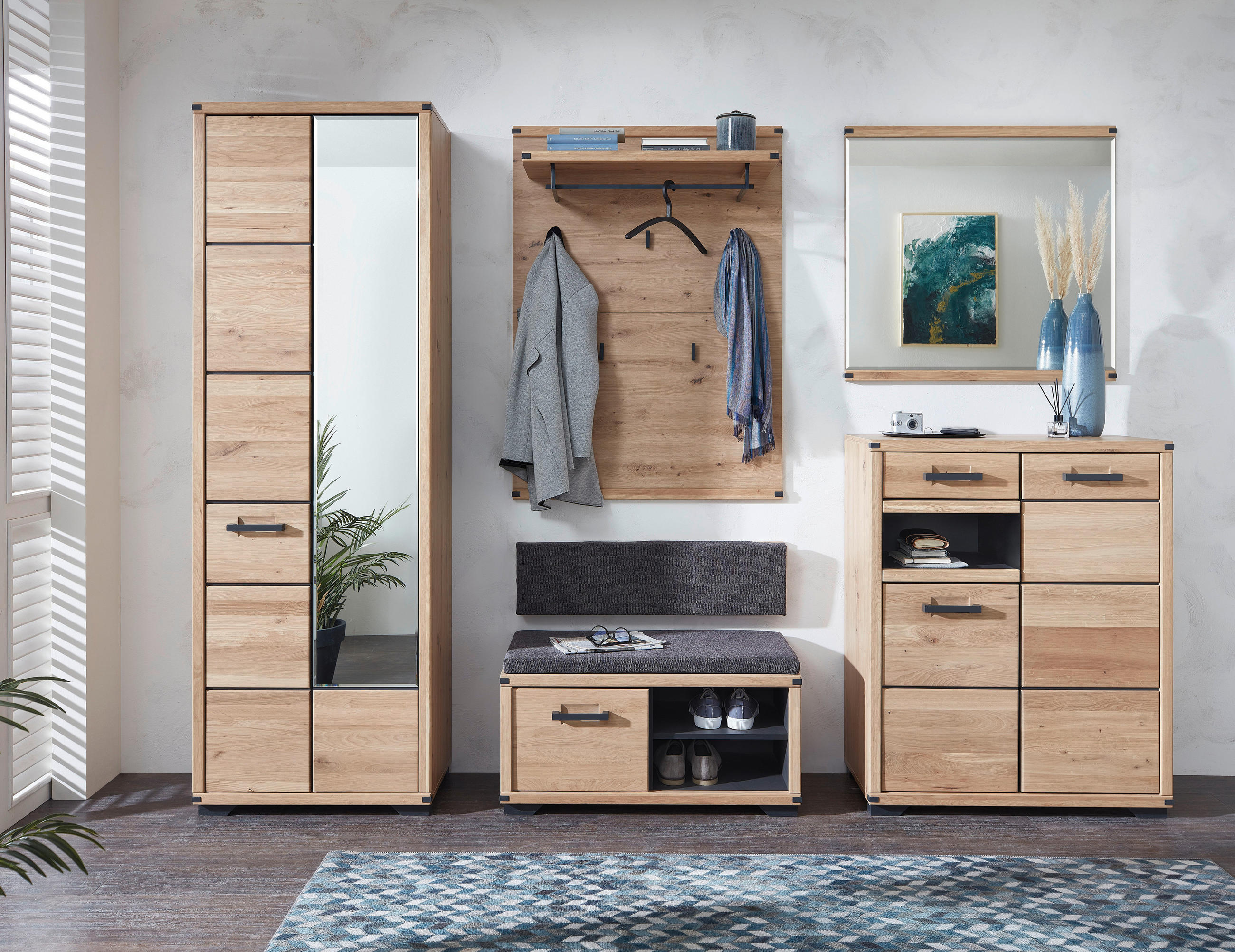 GARDEROBENSCHRANK 67,8/203,6/40,5 cm  - Graphitfarben/Eiche Artisan, Natur, Holz/Holzwerkstoff (67,8/203,6/40,5cm) - Linea Natura