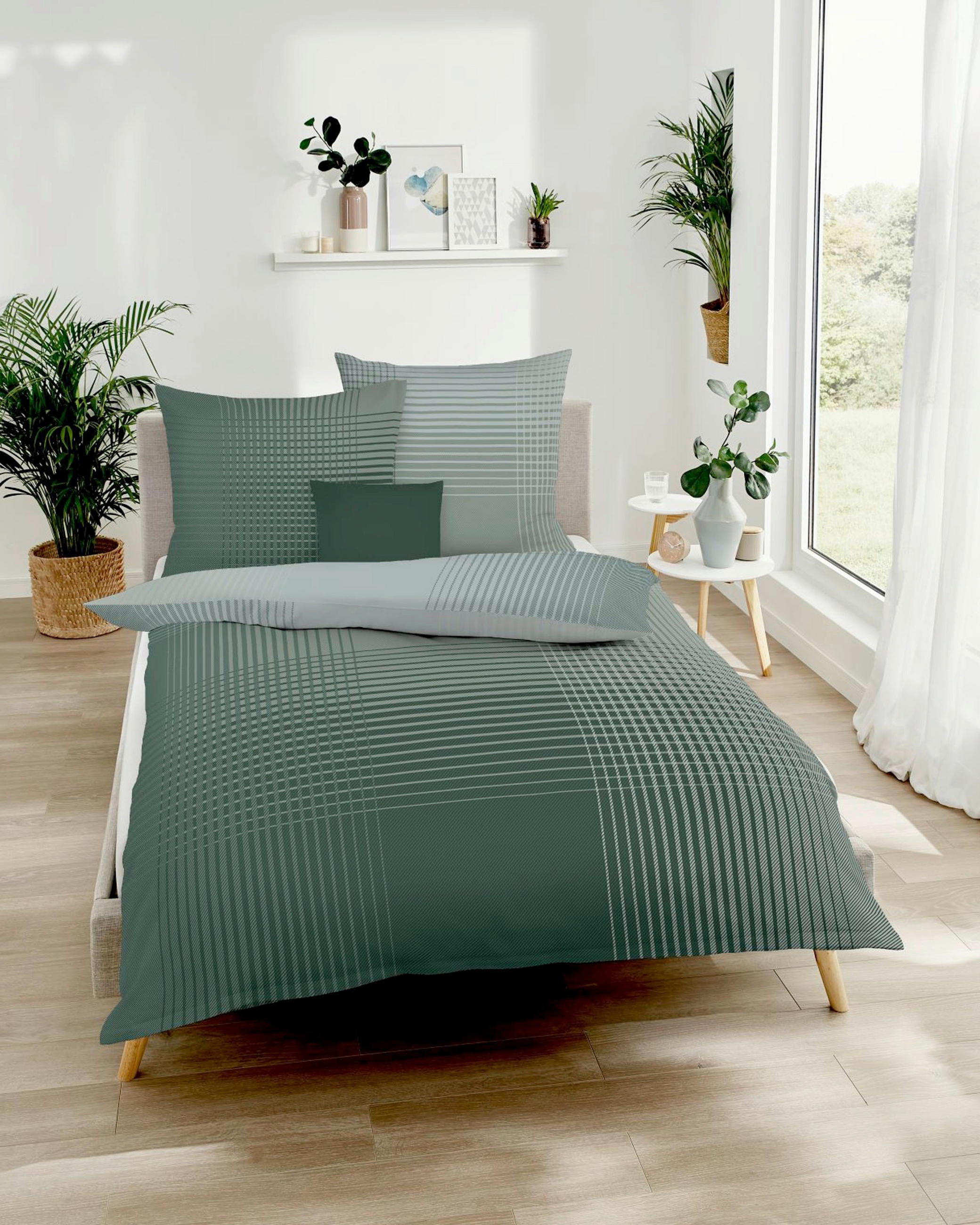BETTWÄSCHE Master Makosatin 155/220 cm  - Jadegrün, Design, Textil (155/220cm) - Kaeppel