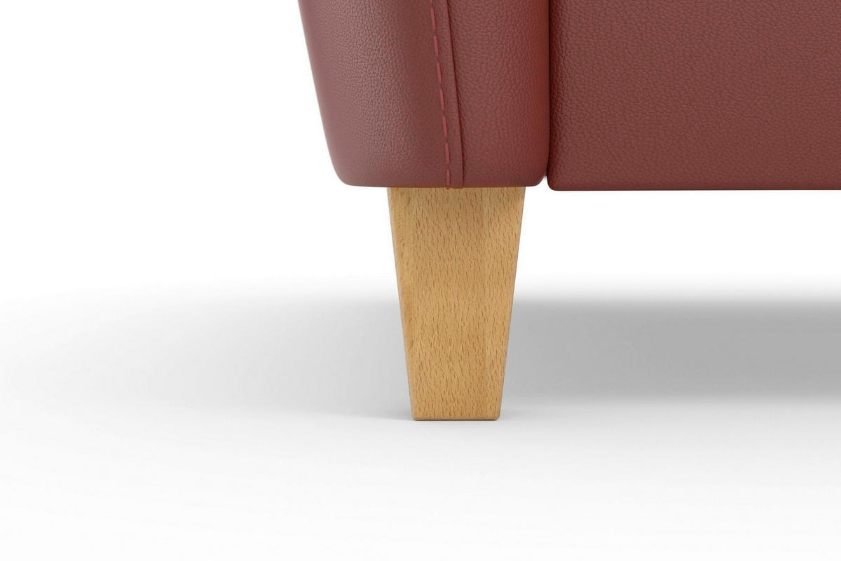 3-SITZER-SOFA PALMERA E Echtleder Rotbraun  - Rotbraun/Eichefarben, Basics, Leder/Holz (179/89/89cm) - Sit & More