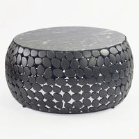 Măsuță De Cafea din piatră, 65/65/32 cm   - negru, Design, metal/piatră (65/65/32cm) - MID.YOU