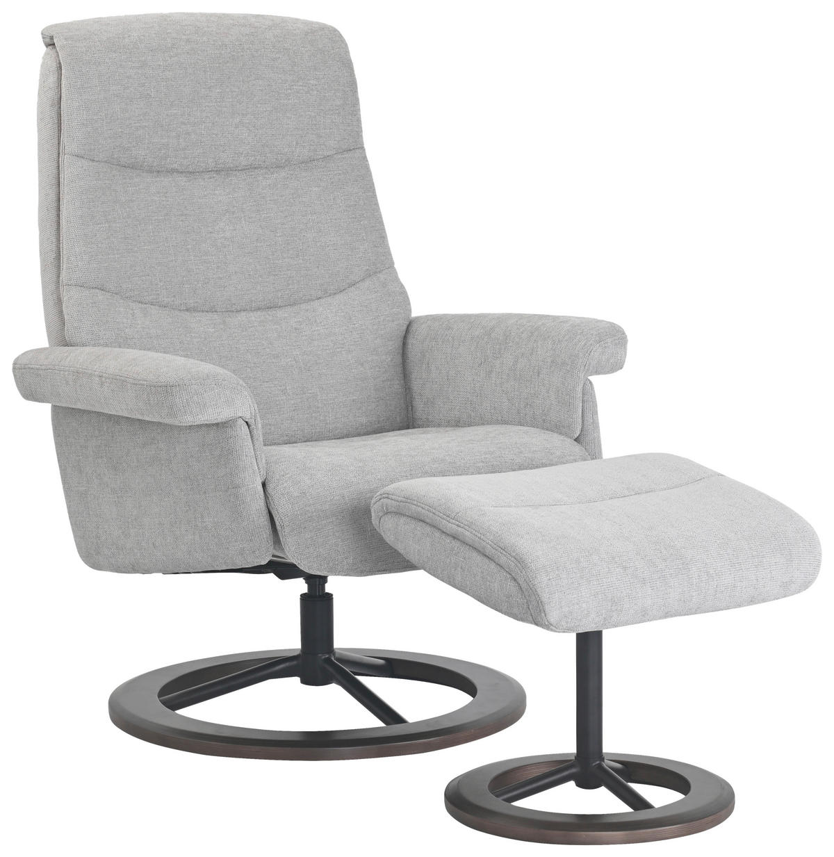 RELAXSESSELSET Webstoff Kopfteilverstellung    - Hellgrau/Schwarz, Design, Holz/Textil (81/82-115/85-105cm) - Xora