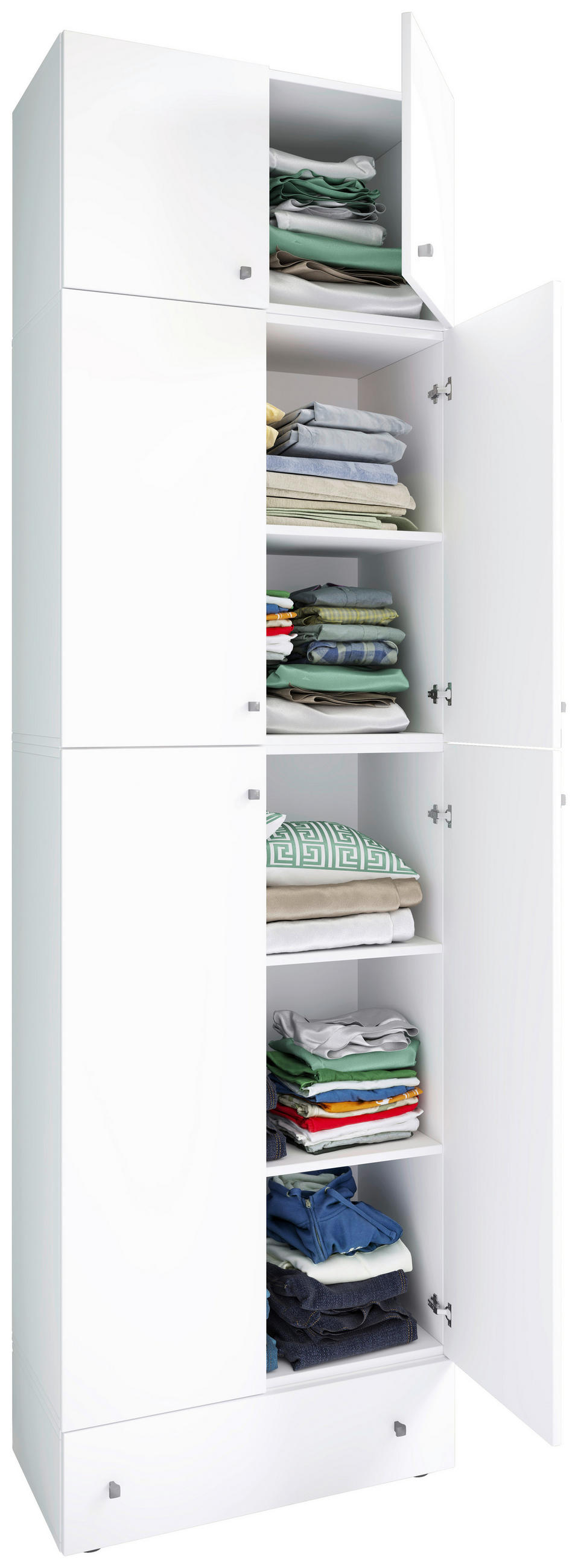 GARDEROB 70/240/39 cm 6-dörrar - vit/grå, Modern, trämaterial/plast (70/240/39cm) - MID.YOU