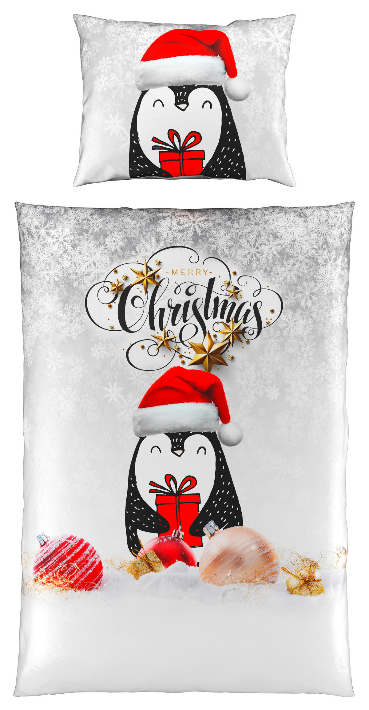 POSTELJINA SA DVA LICA Christmas Collection 140/200 cm saten siva  - siva, Osnovno, tekstil (140/200cm) - X-Mas