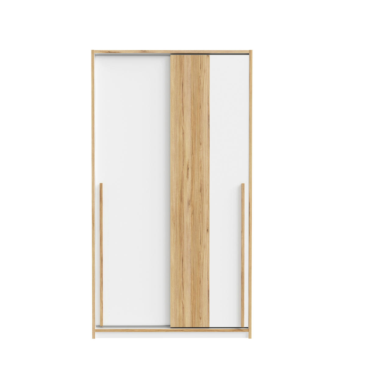 DULAP CU UȘI CULISANTE in alb, culoare lemn stejar  - alb/culoare lemn stejar, Modern, plastic/metal (118,8/215/57,4cm) - Novel