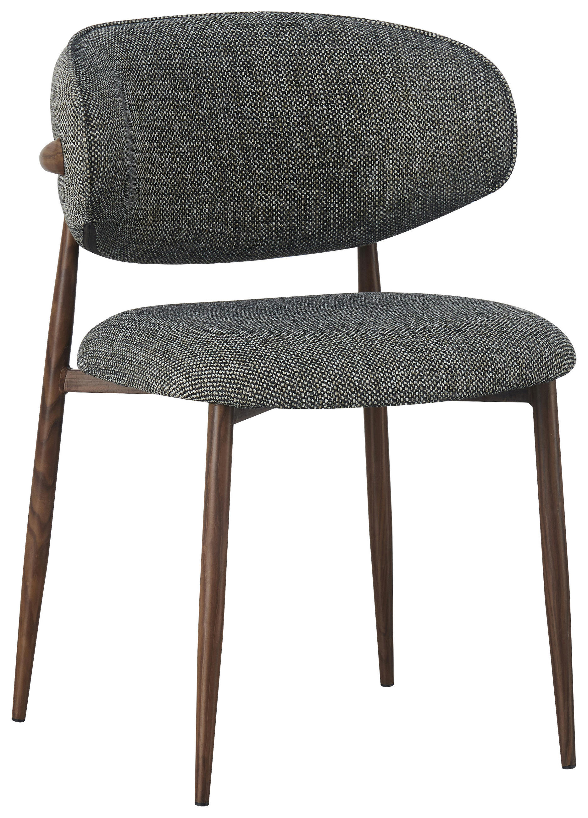 STUHL Webstoff Grau, Nussbaumfarben  - Nussbaumfarben/Grau, Design, Textil/Metall (53/79/58cm) - Novel