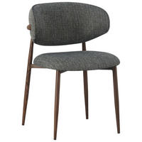 STUHL Webstoff Grau, Nussbaumfarben  - Nussbaumfarben/Grau, Design, Textil/Metall (53/79/58cm) - Novel