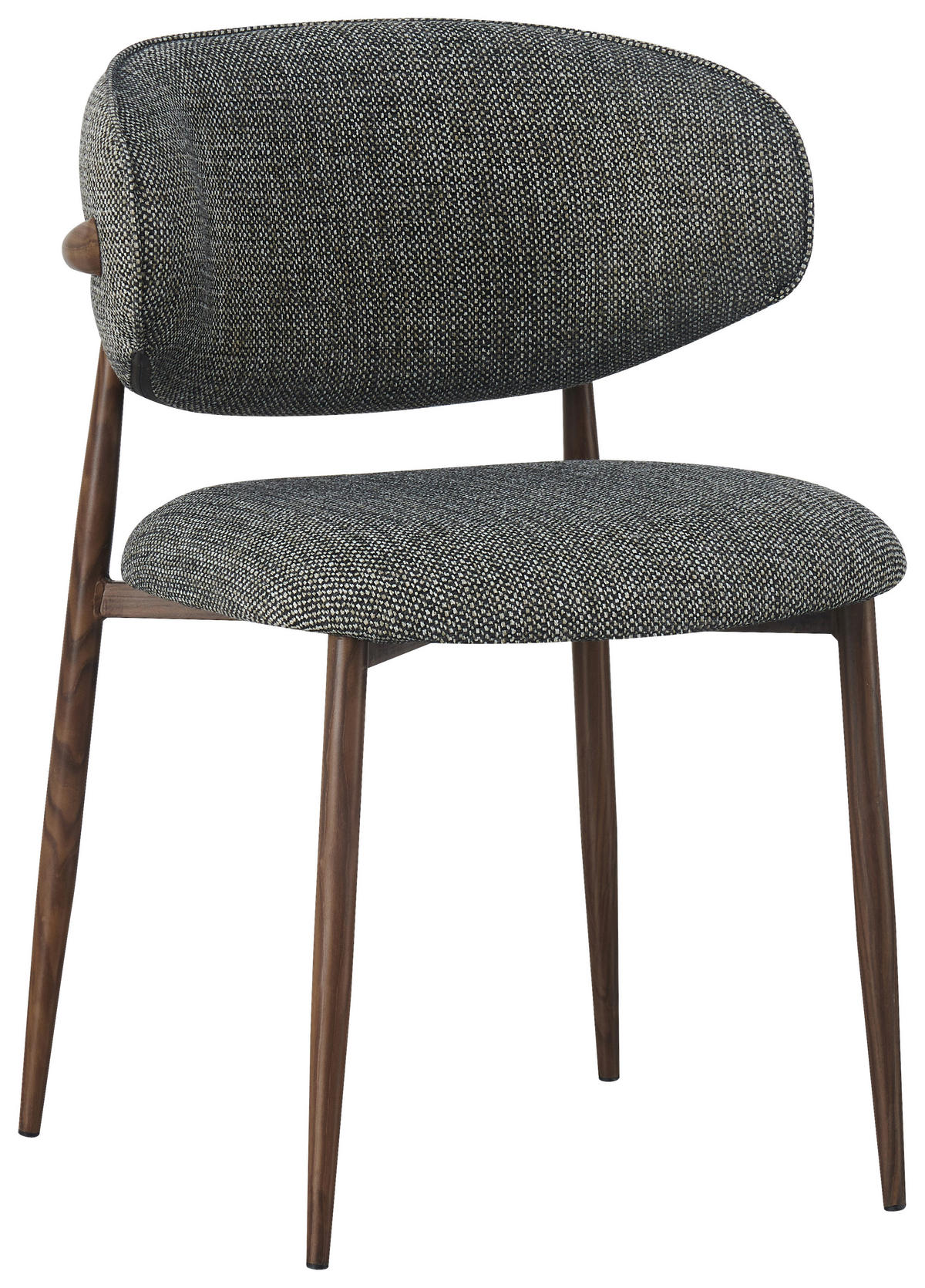 STUHL Webstoff Grau, Nussbaumfarben  - Nussbaumfarben/Grau, Design, Textil/Metall (53/79/58cm) - Novel