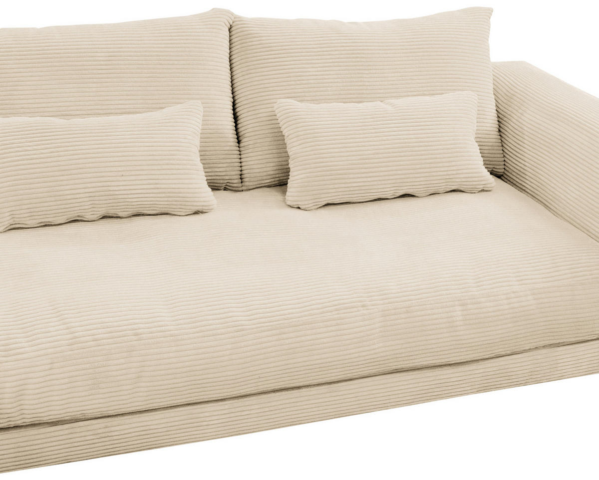 ECKSOFA in Cord Creme  - Creme/Schwarz, Design, Textil/Metall (172/313cm) - Livetastic