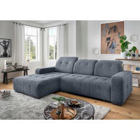 ECKSOFA VICARI Blau Mikrofaser Kopfteilverstellung, Sitzvorzug  - Blau/Schwarz, MODERN, Textil/Metall (185/292cm) - Livetastic