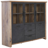 FÉLMAGAS SZEKRÉNY 149/125/40 cm  - tölgyfa/szürke, Modern, faalapú anyag/fém (149/125/40cm) - Hom`in