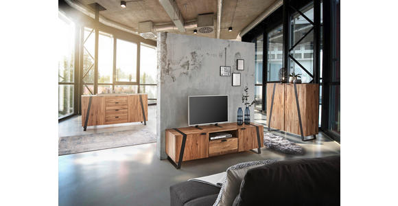 SIDEBOARD in 172,8/90,6/43 cm - Eichefarben/Schwarz, Trend, Holz/Metall (172,8/90,6/43cm) - Landscape