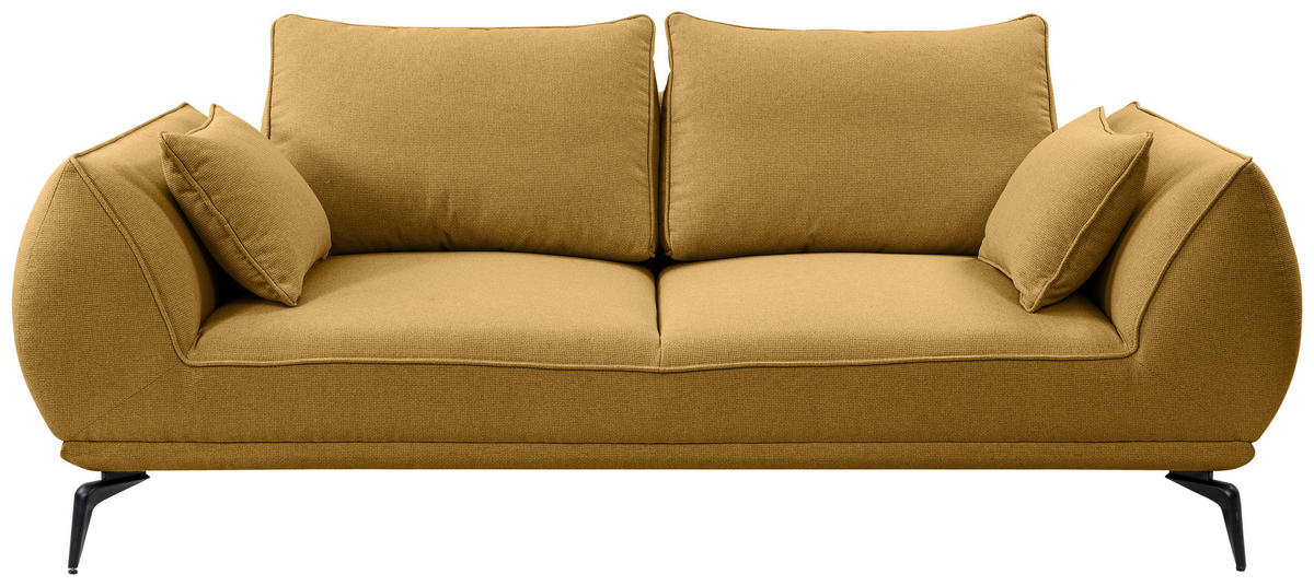 2-SITZER-SOFA in Webstoff Gelb  - Gelb/Schwarz, Modern, Textil/Metall (208/86/118cm) - MID.YOU