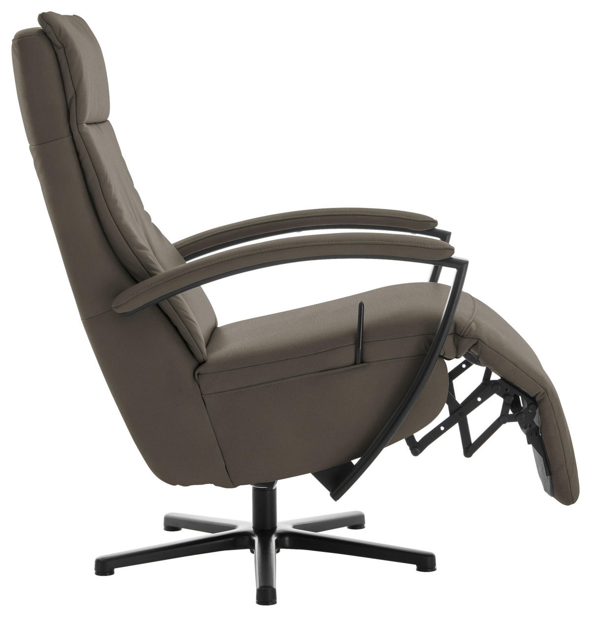 RELAXSESSEL in Leder Graubraun  - Graubraun/Schwarz, Design, Leder/Metall (76/112/83cm) - Beldomo Speed