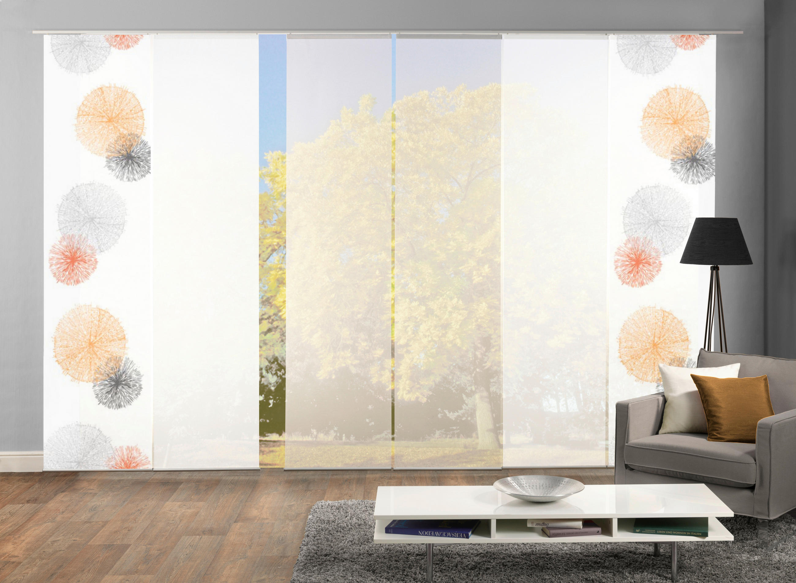 FLÄCHENVORHANG RAWLINS, 6-TLG.  6 Stück  blickdicht   6x60/245 cm  - Orange, Basics, Textil (6x60/245cm)