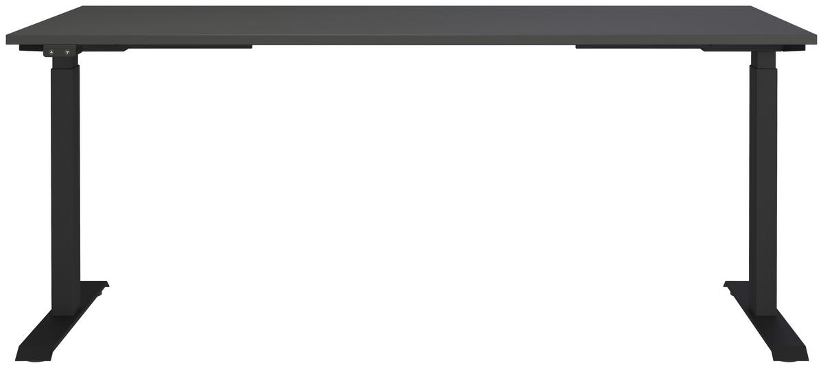 SCHREIBTISCH höhenverstellbar  - Graphitfarben/Schwarz, MODERN, Holzwerkstoff/Metall (180/80/72-120cm) - Germania