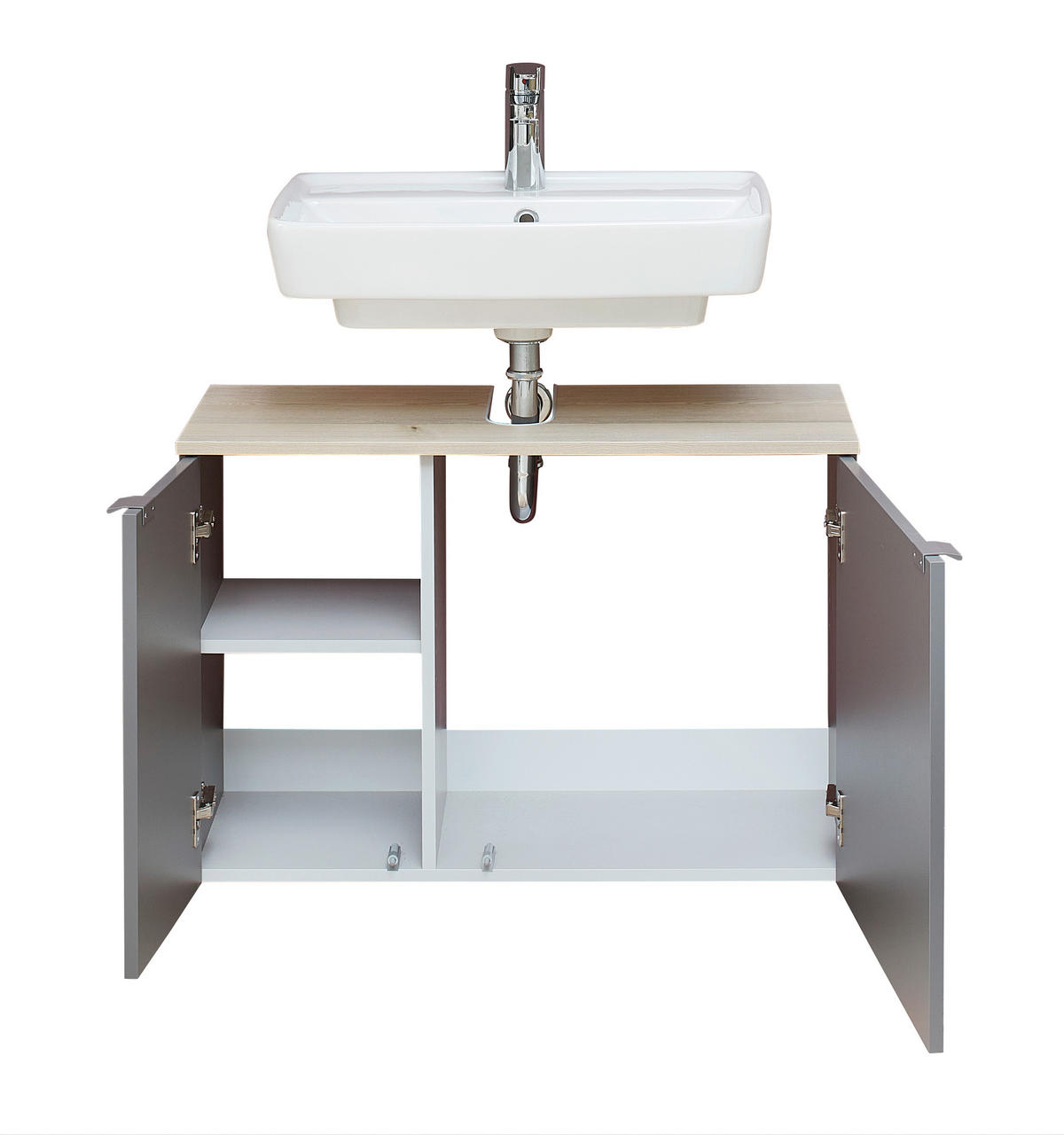 WASCHBECKENUNTERSCHRANK 80/52,9/33 cm  - Dunkelgrau/Pinienfarben, KONVENTIONELL, Holzwerkstoff/Metall (80/52,9/33cm) - Pelipal
