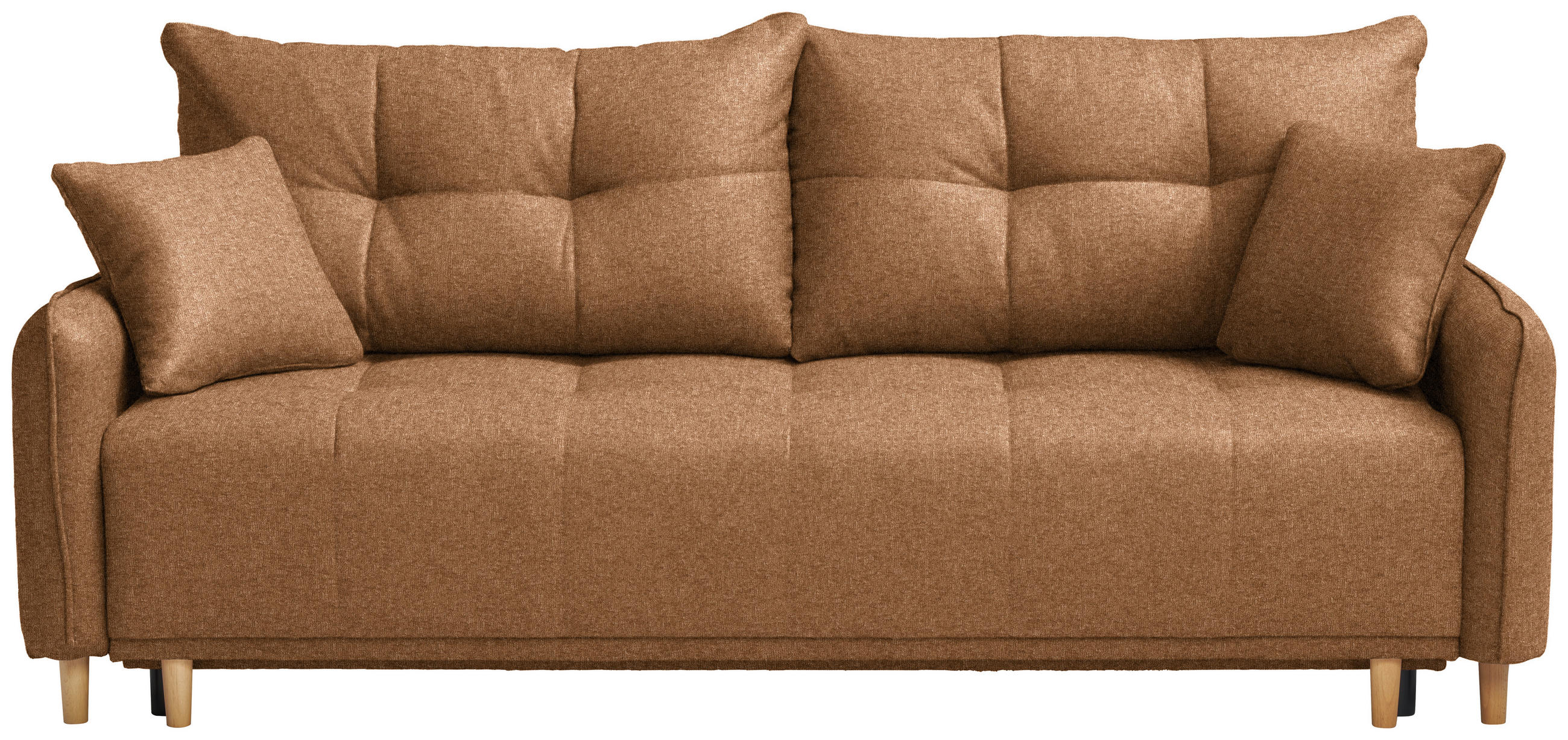 SCHLAFSOFA Chenille Cognac  - Cognac/Buchefarben, Design, Holz/Textil (217/97/101cm) - Carryhome