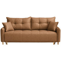 SCHLAFSOFA Chenille Cognac  - Cognac/Buchefarben, Design, Holz/Textil (217/97/101cm) - Carryhome