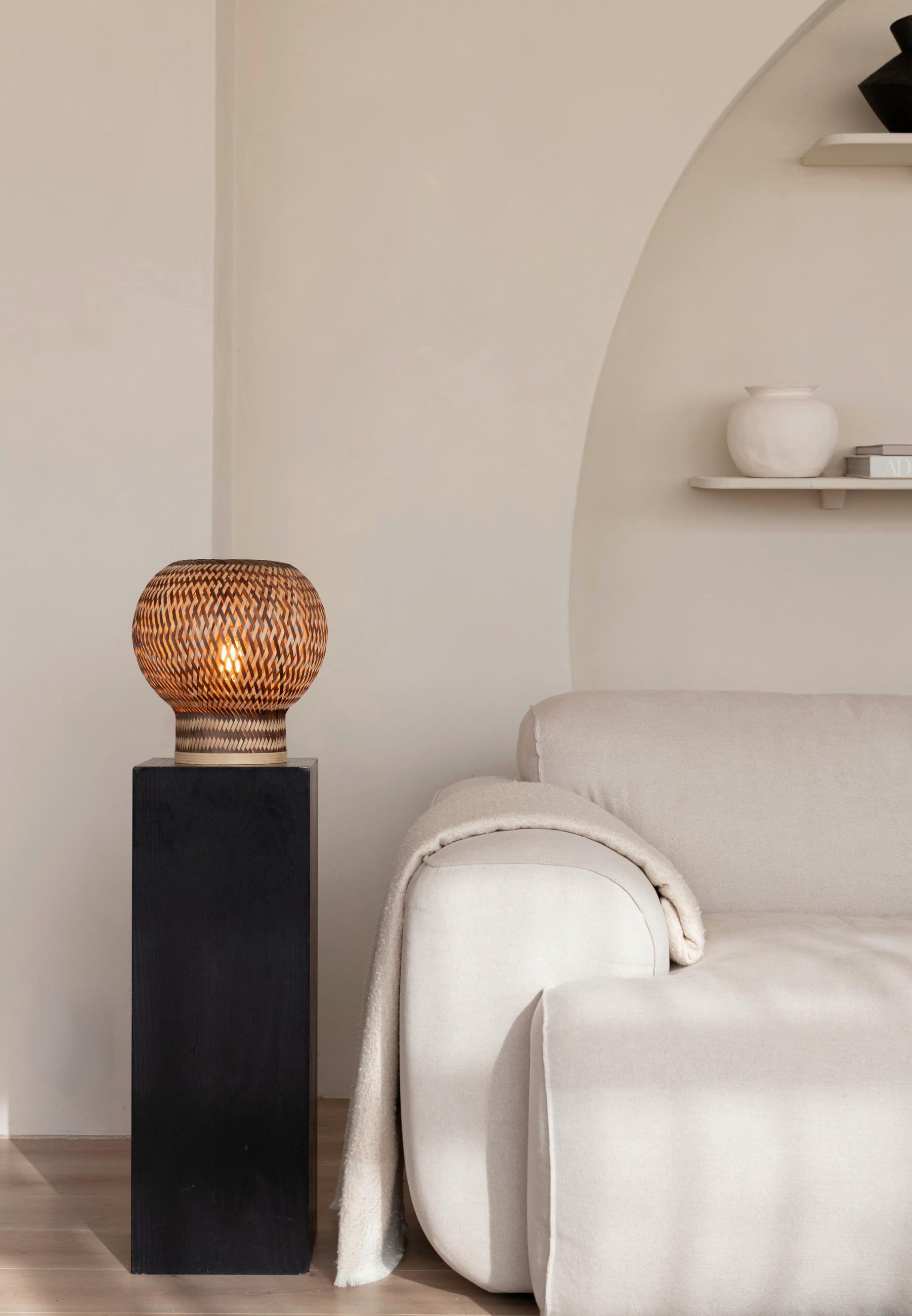 BORDSLAMPA 25/27 cm   - brun/naturfärgad, Basics, naturmaterial (25/27cm) - Good & Mojo