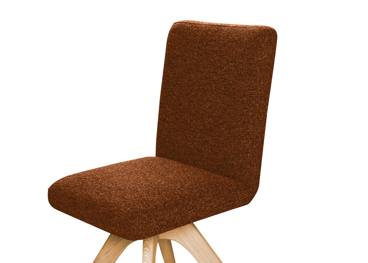 STUHL Webstoff Haselnussfarben Eiche vollmassiv  - Eichefarben/Haselnussfarben, KONVENTIONELL, Holz/Textil (47/89/60cm) - Linea Natura