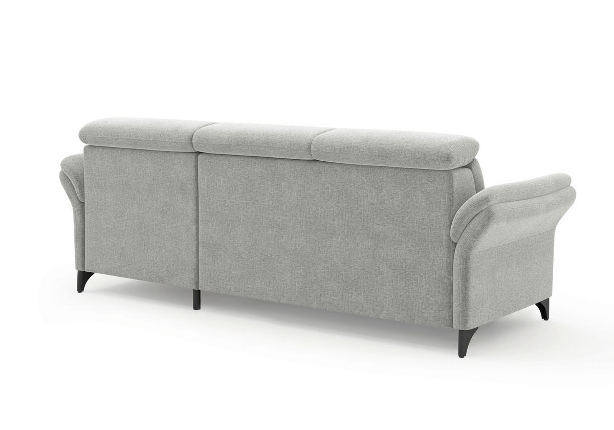 ECKSOFA GLENDALE E Hellgrau Flachgewebe  - Hellgrau/Schwarz, KONVENTIONELL, Textil/Metall (253/166cm) - Sit & More