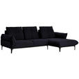 ECKSOFA in Echtleder Schwarz  - Schwarz, Natur, Leder (277/182cm) - Valnatura