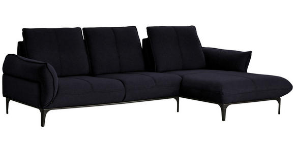 ECKSOFA in Echtleder Schwarz  - Schwarz, Natur, Leder (277/182cm) - Valnatura