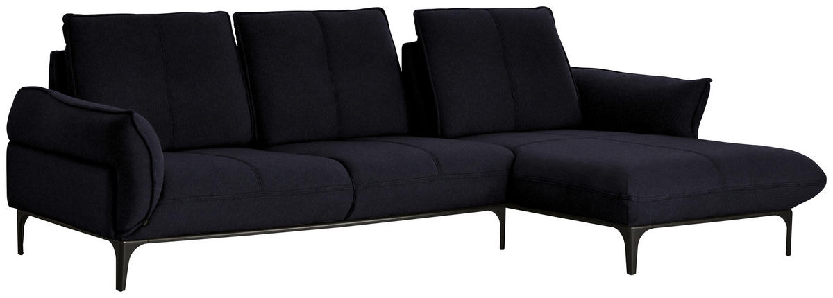 ECKSOFA in Echtleder Schwarz  - Schwarz, Natur, Leder (277/182cm) - Valnatura