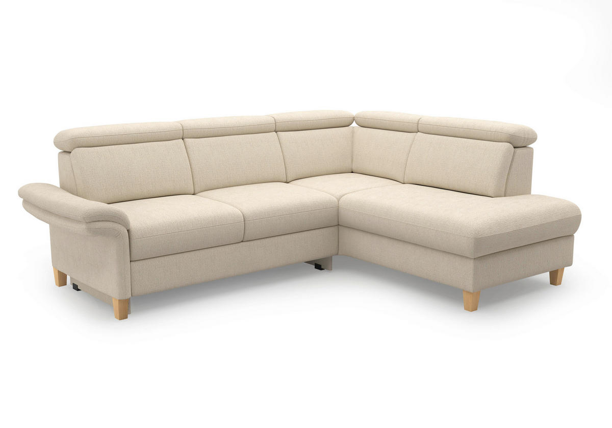 ECKSOFA GLENDALE E Sandfarben Chenille  - Sandfarben/Eichefarben, KONVENTIONELL, Holz/Textil (247/193cm) - Sit & More