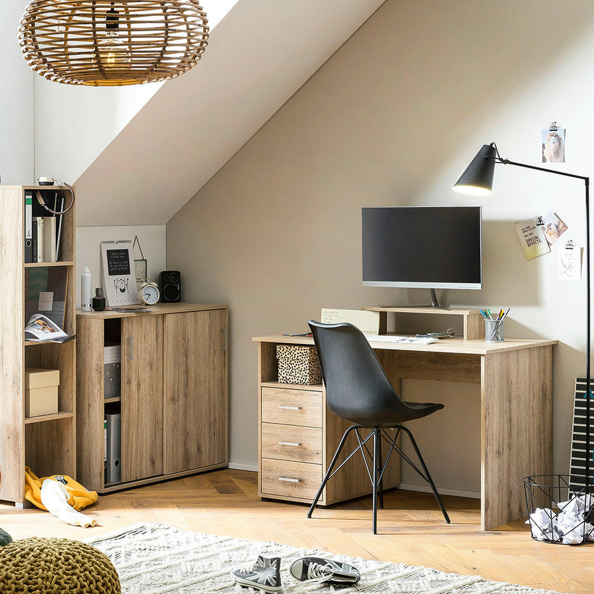 SCHREIBTISCH 70/115,8/74 cm  in Wildeiche  - Wildeiche/Silberfarben, MODERN, Holzwerkstoff/Metall (70/115,8/74cm) - MID.YOU