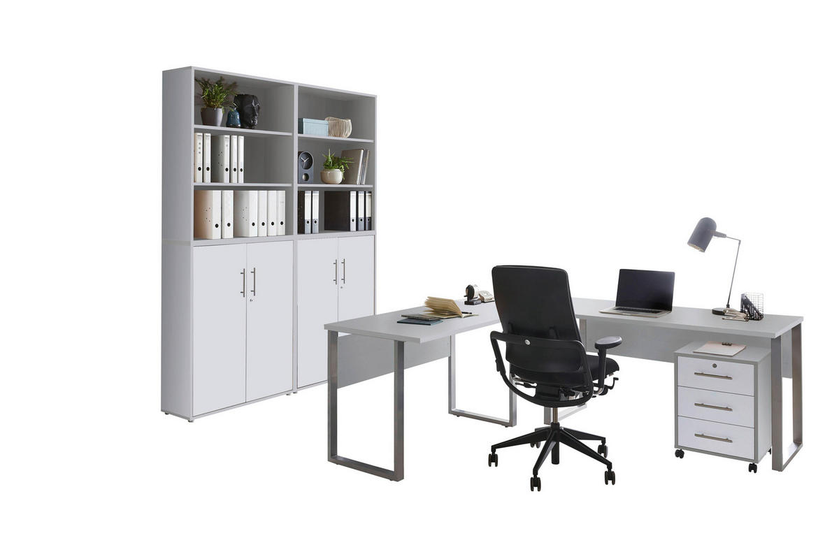 BÜRO - Weiß/Grau, MODERN, Holzwerkstoff/Metall - MID.YOU