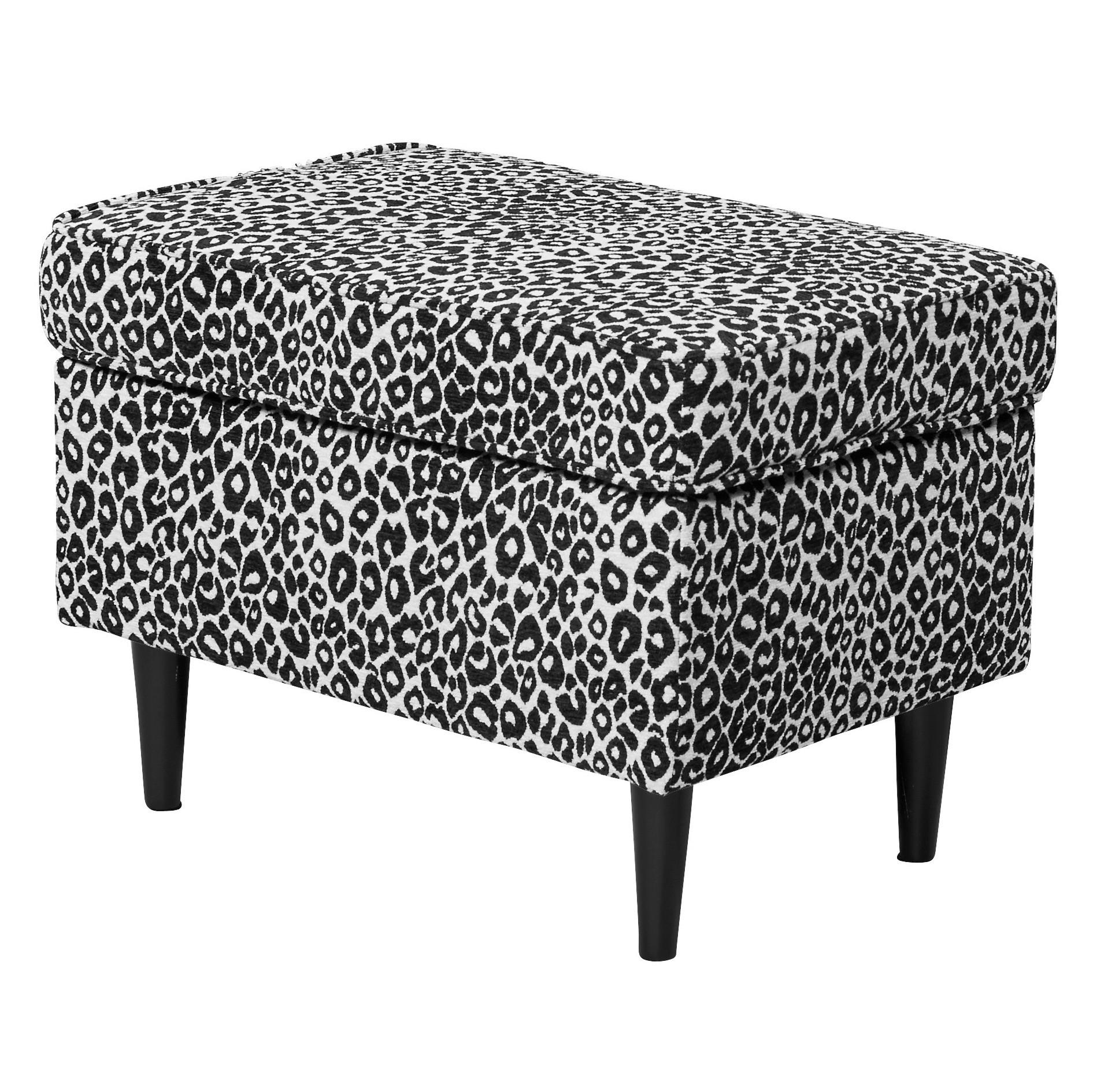 HOCKER LEO Jacquard, Webstoff Schwarz, Weiß  - Schwarz/Weiß, MODERN, Holz/Textil (63/43/42cm) - MID.YOU