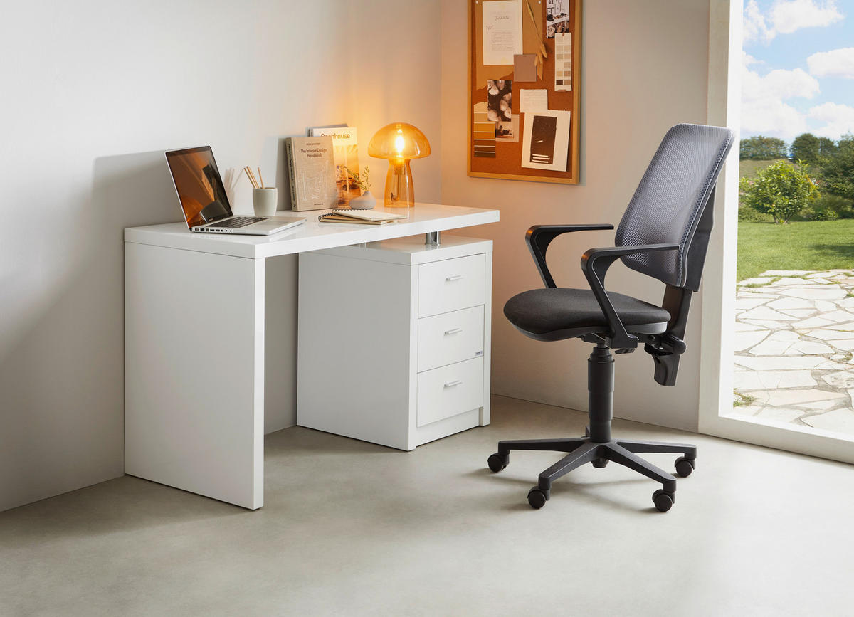 SCHREIBTISCH 120/55/75 cm  in Weiss, Chromfarben  - Chromfarben/Weiss, Design, Holzwerkstoff/Metall (120/55/75cm) - Hom`in