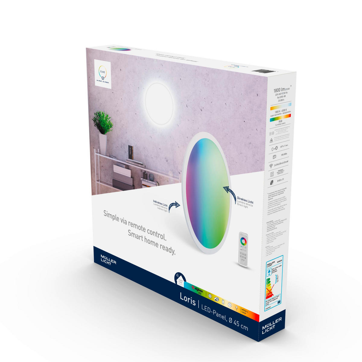 LED Decken-/Wandpanel 45 cm  45/5,1 cm    - Weiß, Basics, Kunststoff (45/5,1cm) - Tint