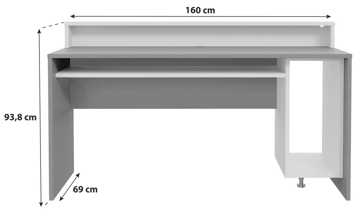 GAMINGTISCH Orange, Schwarz  - Schwarz/Orange, MODERN, Holzwerkstoff/Kunststoff (160/69/93,8cm) - MID.YOU