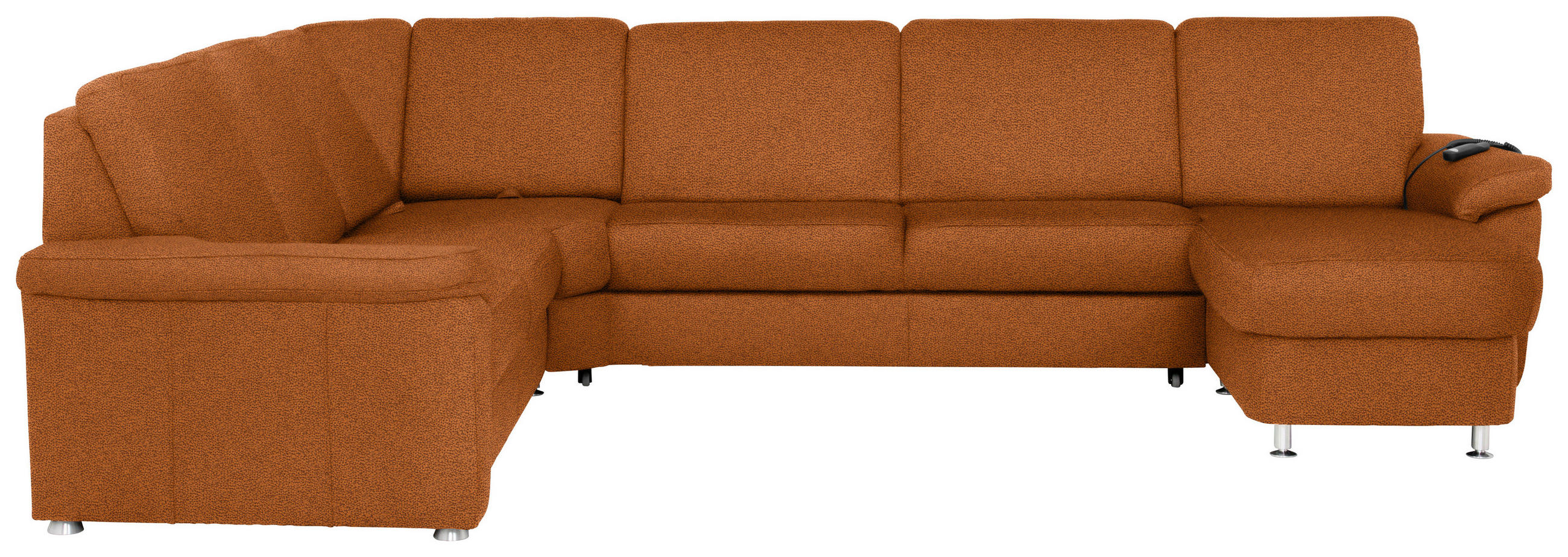 WOHNLANDSCHAFT Cognac Flachgewebe  - Chromfarben/Cognac, KONVENTIONELL, Textil/Metall (240/336/163cm) - Beldomo System