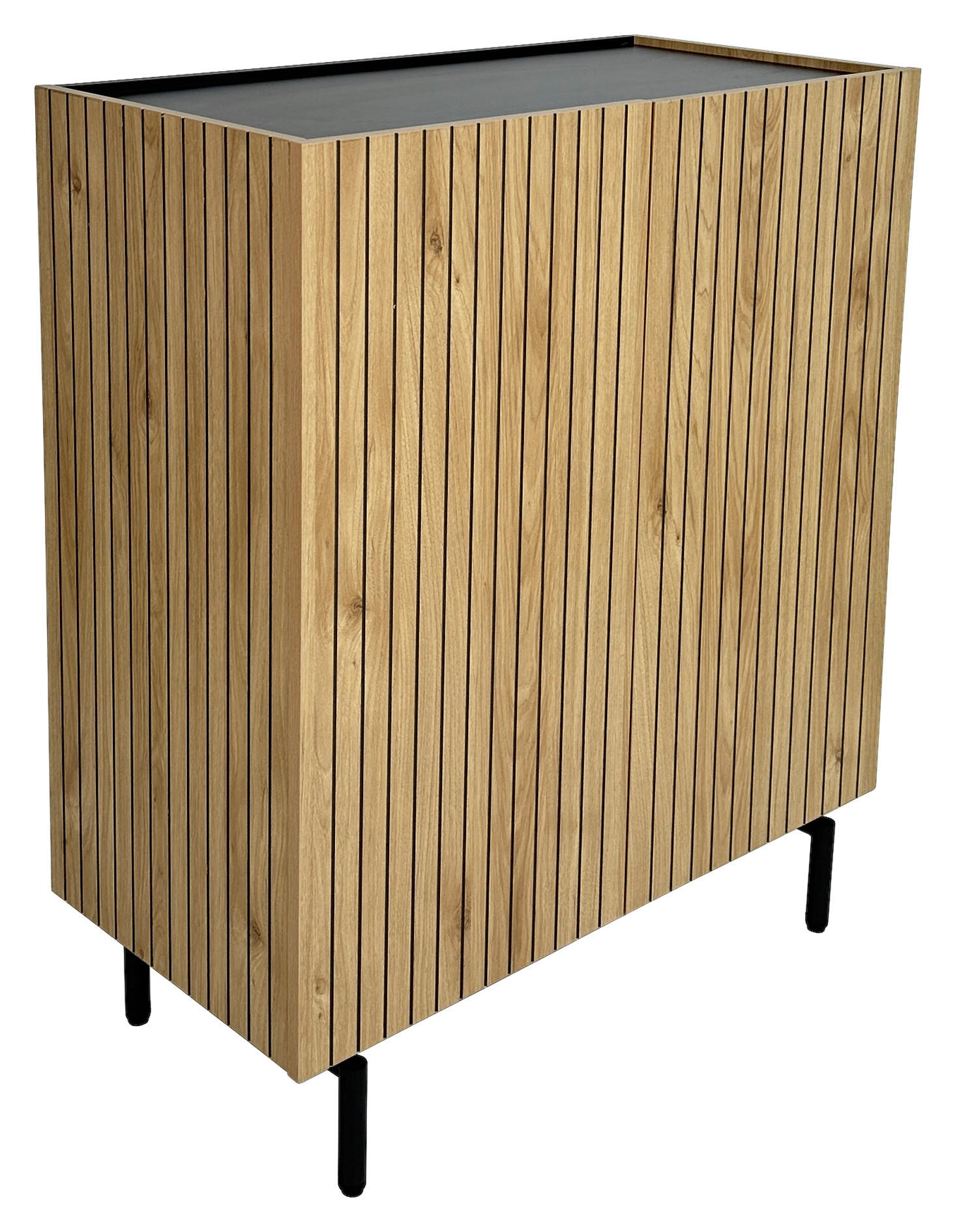 VYSOKÁ KOMODA, černá, barvy dubu, 80/95/40 cm - černá/barvy dubu, Design, kov/kompozitní dřevo (80/95/40cm) - Xora
