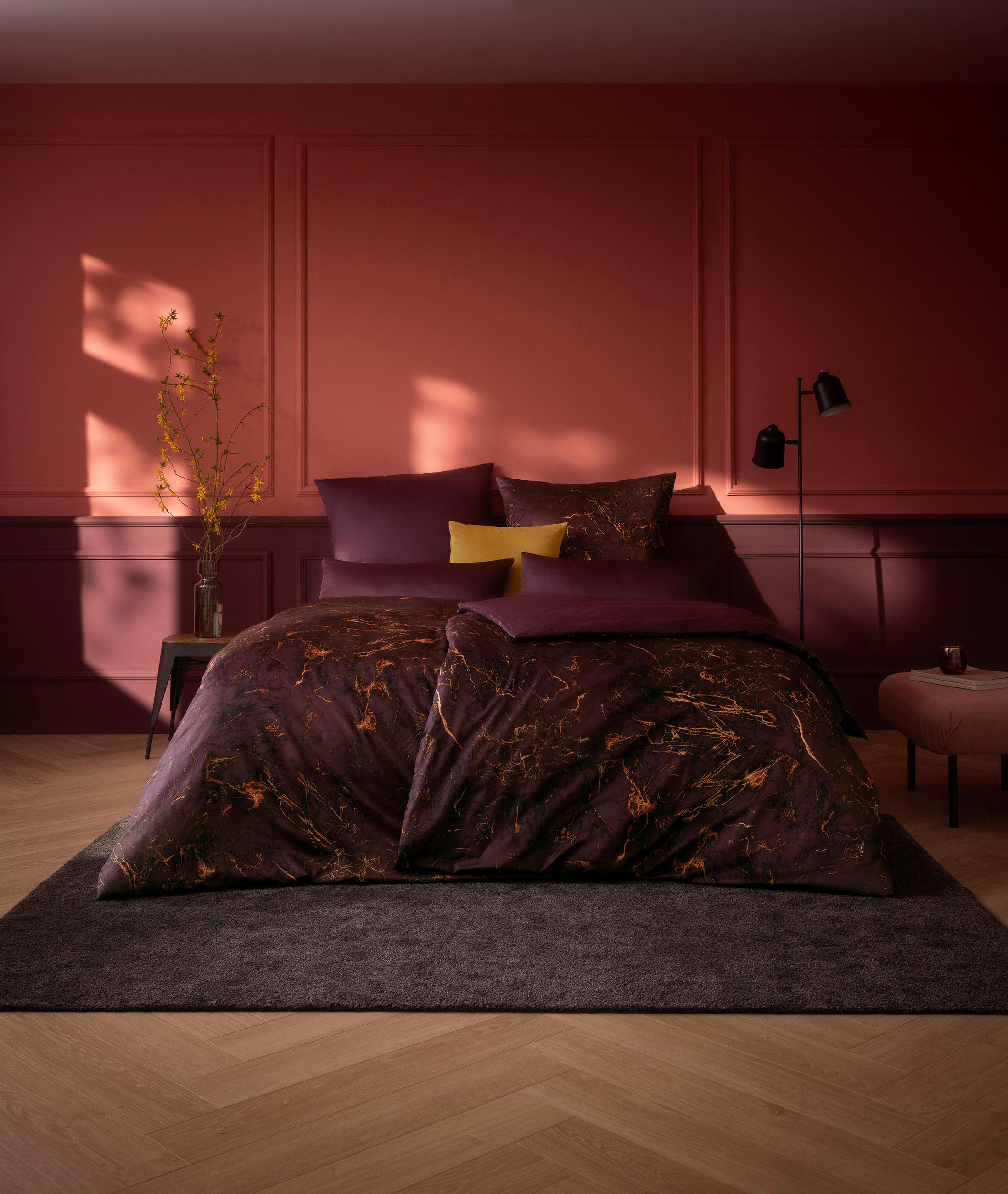 BETTWÄSCHE Atelier Makosatin 135/200 cm  - Rot, Design, Textil (135/200cm) - Estella