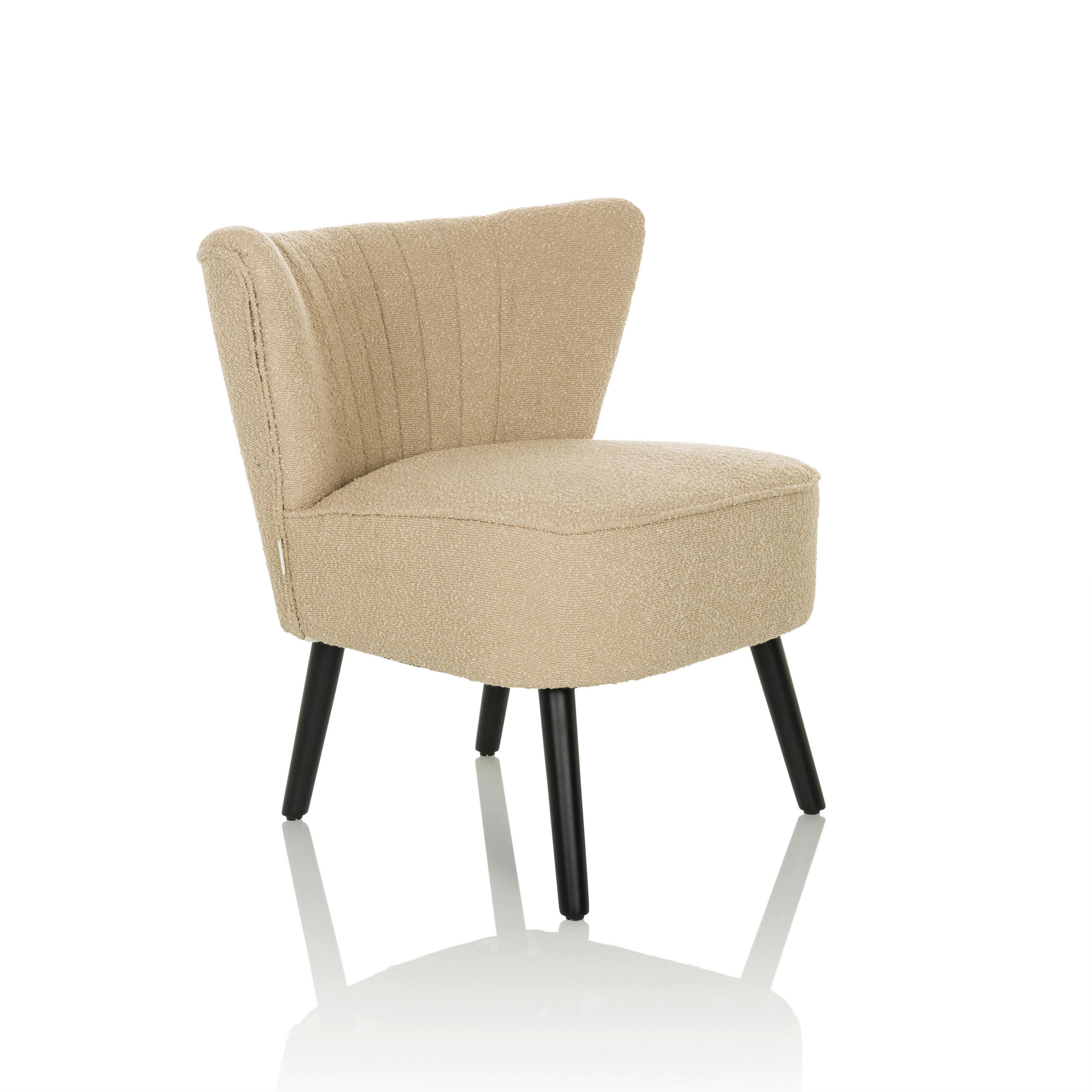 LOUNGESESSEL Bouclé Beige    - Beige/Schwarz, MODERN, Holz/Textil (72/77/65cm) - MID.YOU