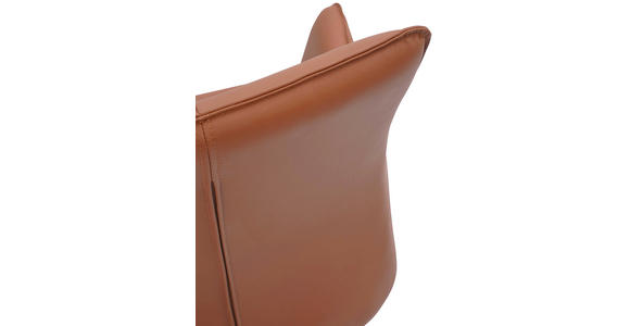 ARMLEHNSTUHL in Eisen Echtleder pigmentiert - Cognac/Schwarz, Design, Leder/Metall (64/87/60cm) - Novel