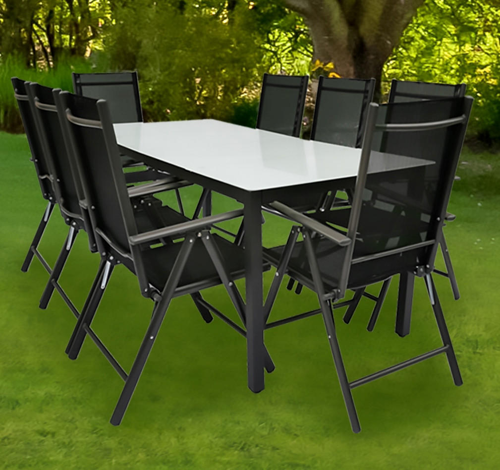 GARTENTISCHGRUPPE Aluminium  - Anthrazit, Basics, Glas/Textil - Gardenson